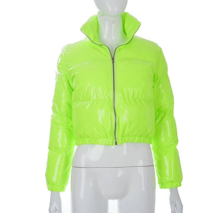 Femme Cropped Glinsende Pufferjakke Stilla