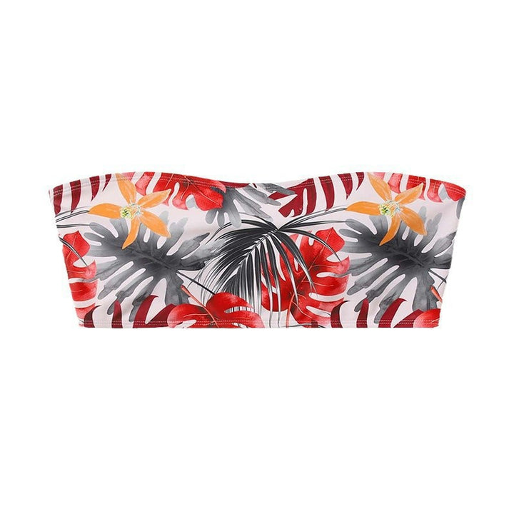 Dame bandeau bikini top med blomster mønstre og slidstærkt stof Skovae