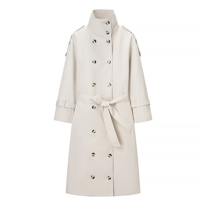 Kvinders elegante trenchcoat med brede revers og praktiske lommer Stilla