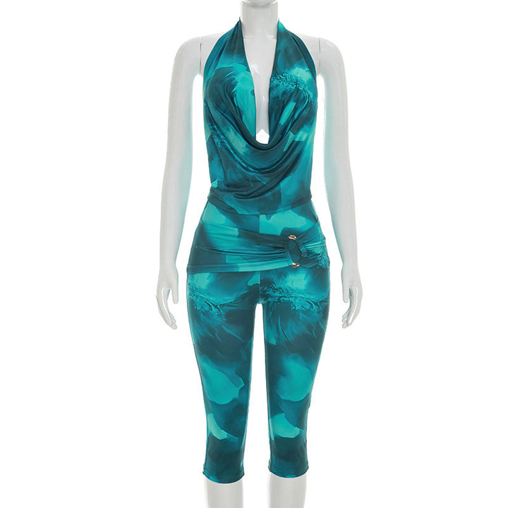 Damer Elegant Jumpsuit med dyb V-hals og tætsiddende pasform Skovae