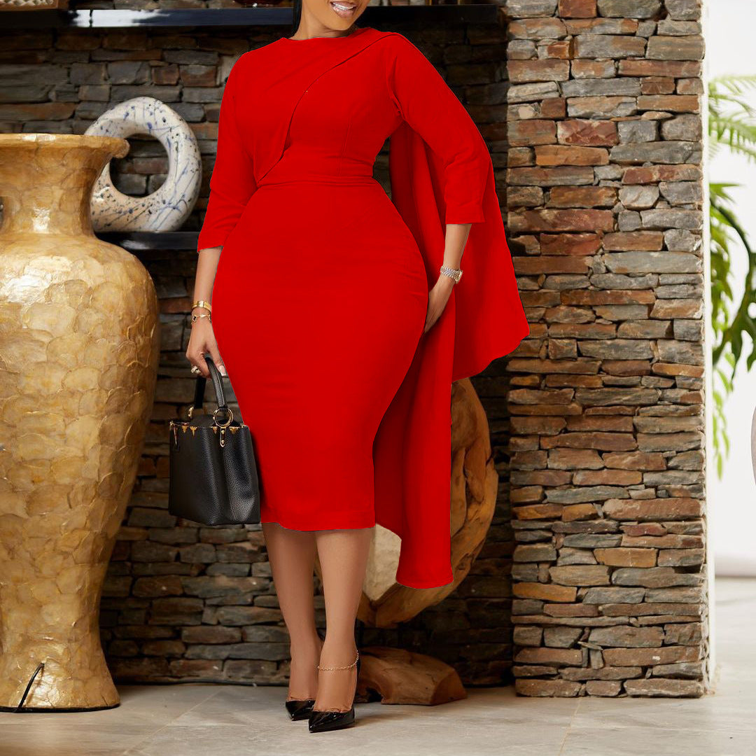 Dame elegant aftenkjole med asymmetrisk snit og flydende drapering Stilla