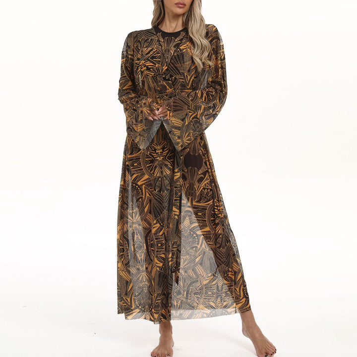 Dame Transparent Strandkimono med blomsterdesign Skovae