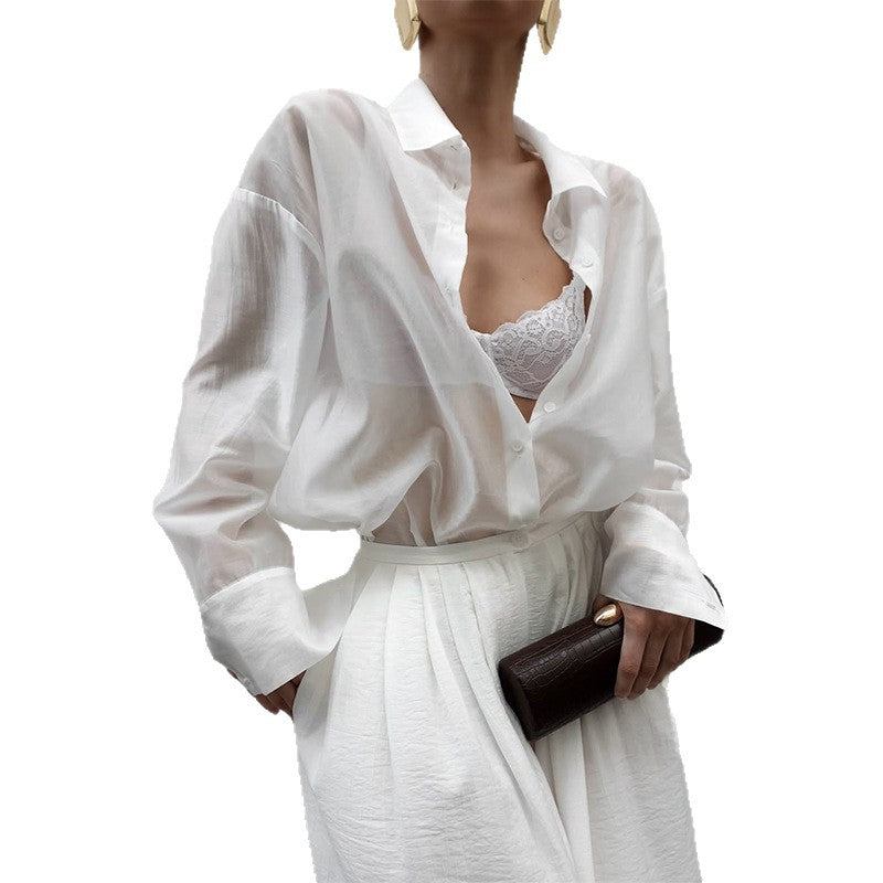 Damernes Gennemsigtig Bluse med elegant snit og moderne akcenter Stilla