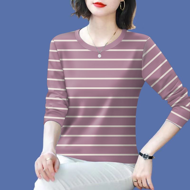 Kvinders afslappede stribede langærmede skjorte Stilla