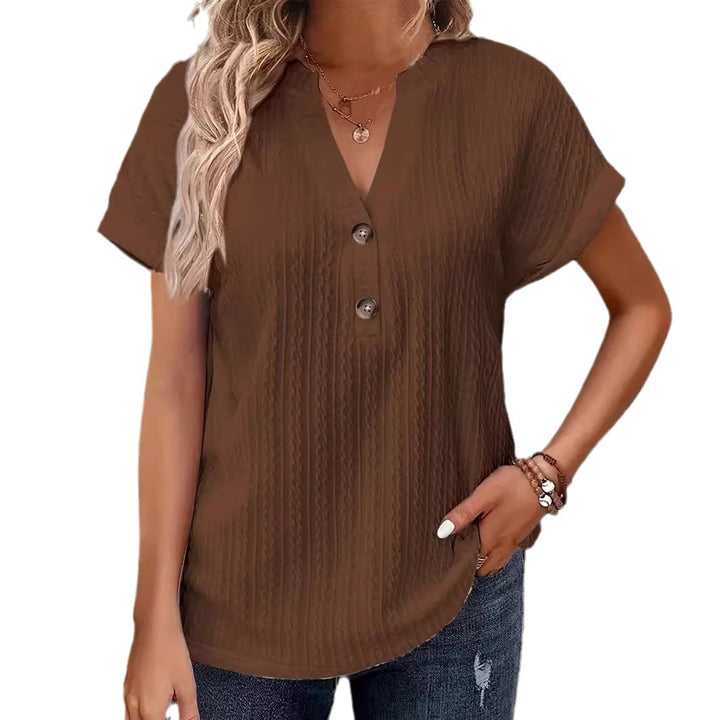 Damebluse med knapdetaljer og struktureret design Stilla