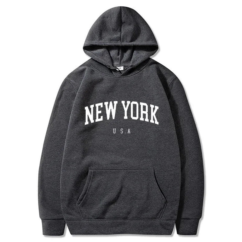Kvinders hættetrøje med fashionable New York print og komfortabel pasform Skovae