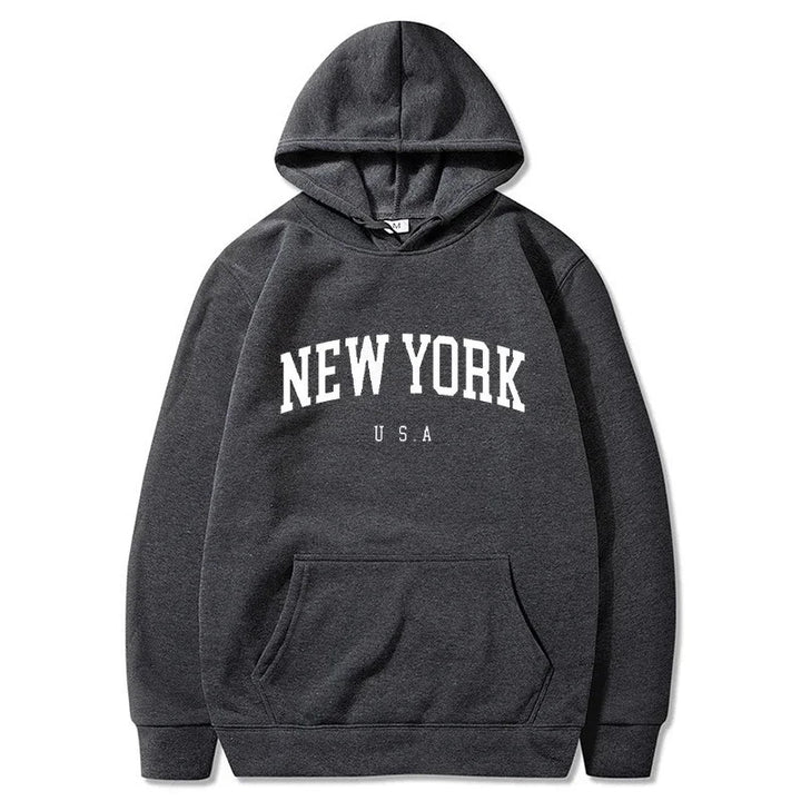 Kvinders hættetrøje med fashionable New York print og komfortabel pasform Skovae