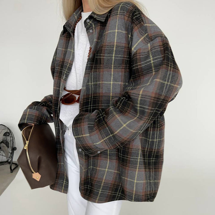 Damer Smart Flannel Skjortejakke med ternet design og komfortabel pasform Stilla