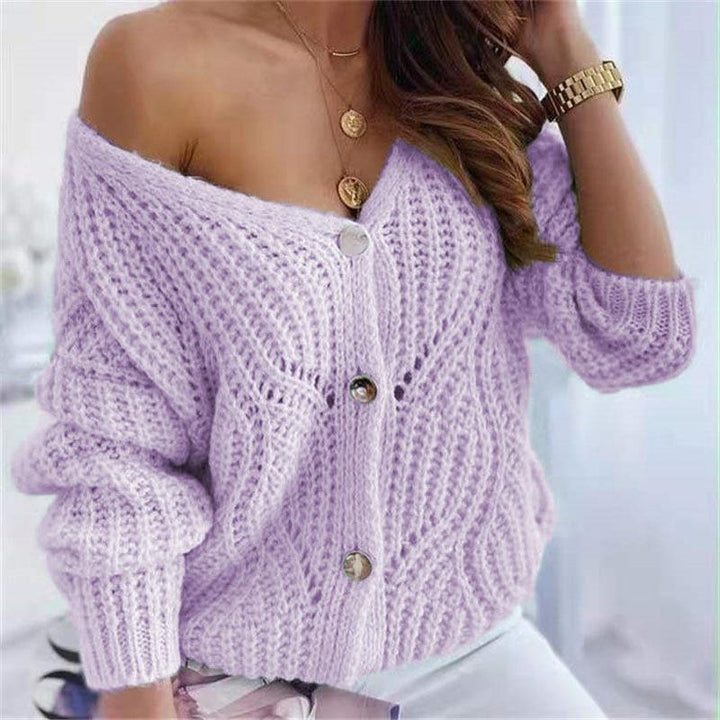 Dame chunky strik cardigan med fordelagtigt åbent design og dekorative knapdetaljer Stilla