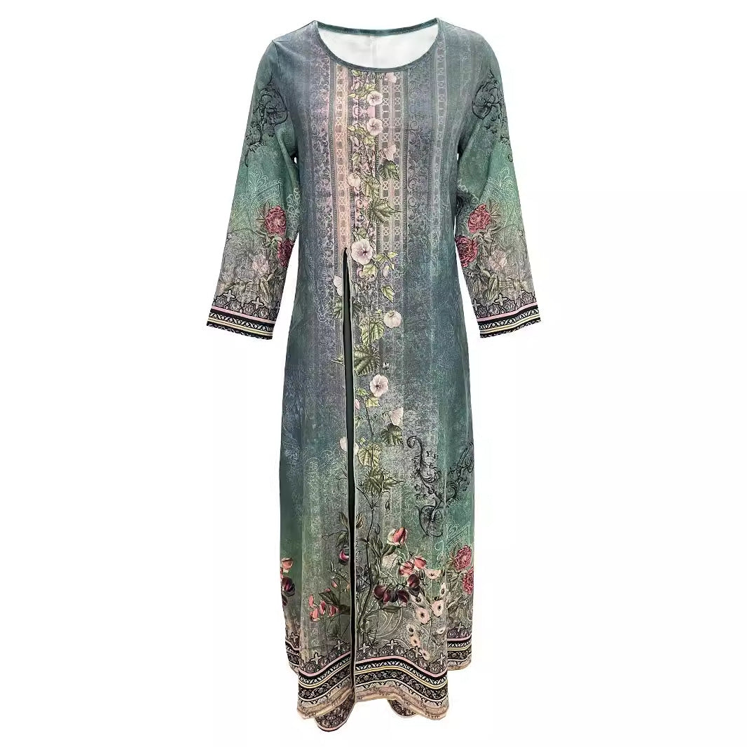 Dame elegant kort jakkesæt outfit med blomstret design og gennemsigtig jakke Stilla