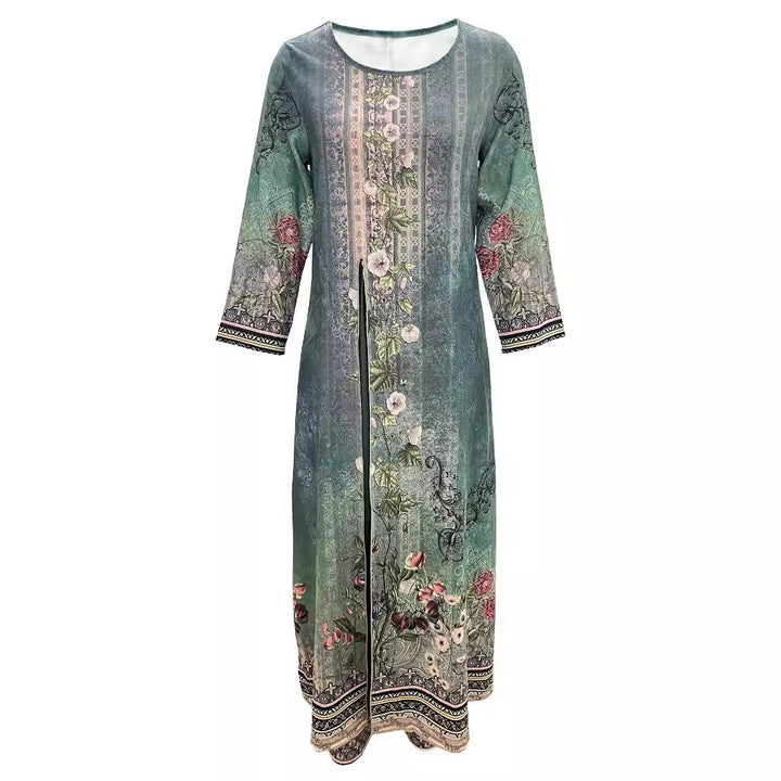 Dame elegant kort jakkesæt outfit med blomstret design og gennemsigtig jakke Stilla