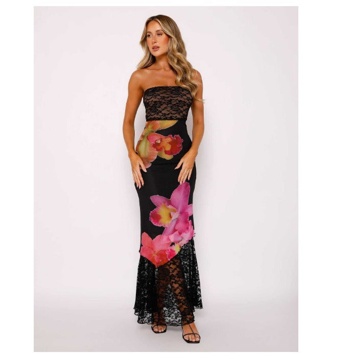 Dame Off-Shoulder Brudekjole med blomsteraccenter og transparent underlag Skovae