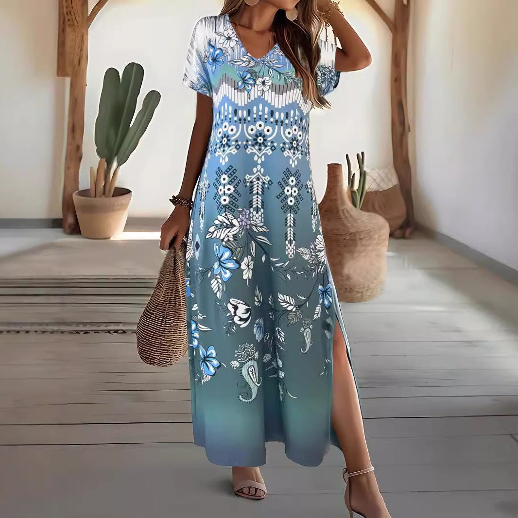 Dame maxikjole med blomsterprint Stilla