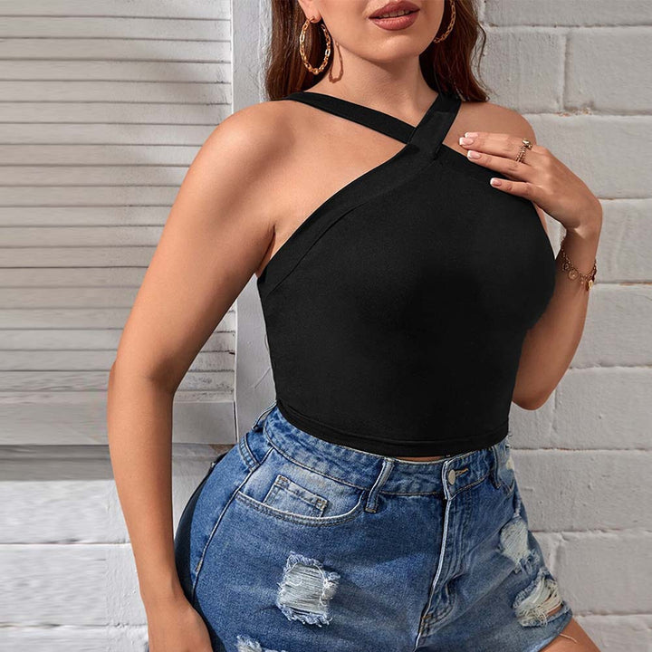 Dame asymmetrisk Crop-Top med raffineret stropdesign Stilla