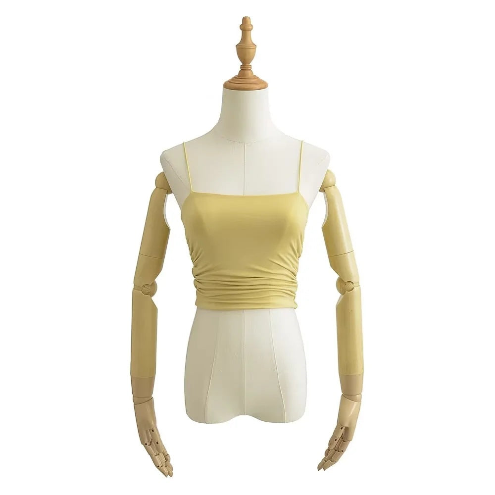 Dame spaghetti strop bluse med raffineret draperingseffekt Stilla