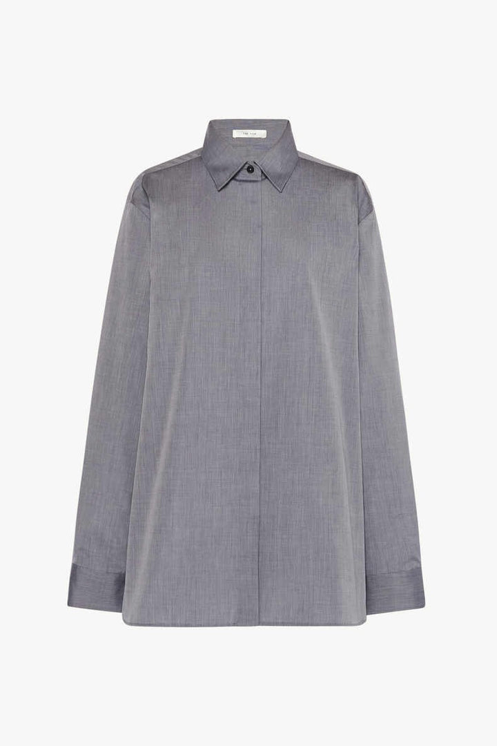 Dame afslappet langærmet skjorte i minimalistisk design med moderne snit og fin tekstur Stilla