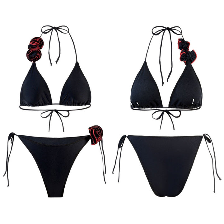Dame triangel-bikini med legende blomster design og justerbare stropper Skovae