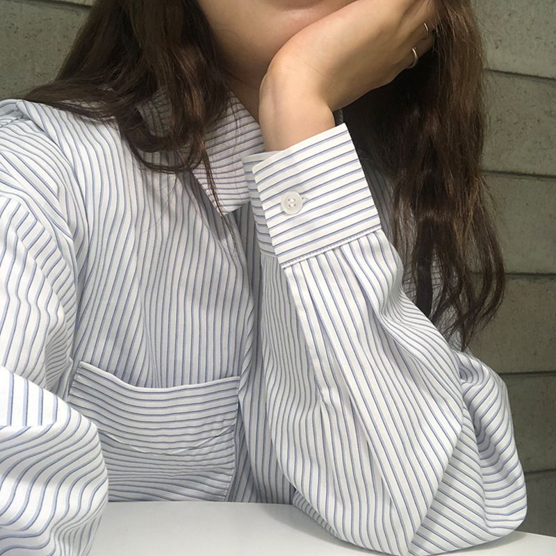 Damer fashionable langærmet bluse med striber Stilla