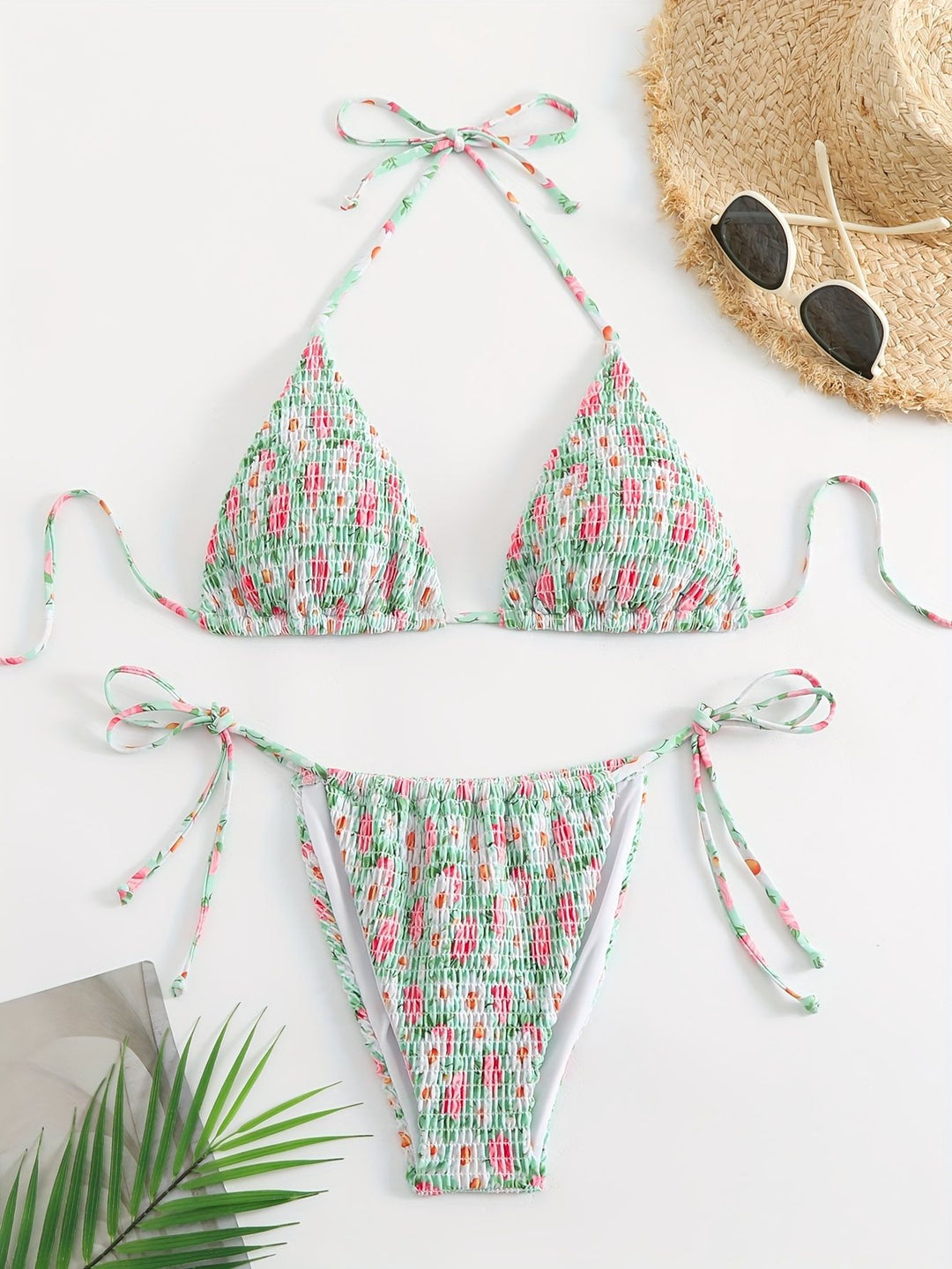 Dame Triangel-Bikini-Sæt med floralt design Skovae