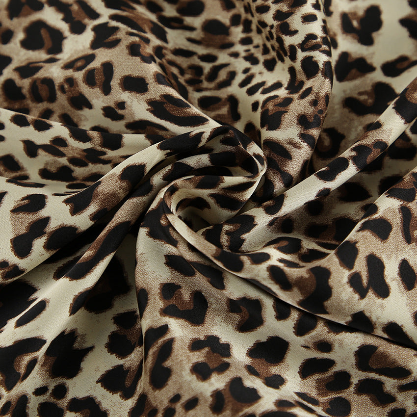 Dame leopardprint crop-top og nederdel sæt med flæser Stilla