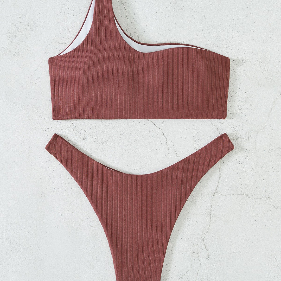 Dame Ribbet Asymmetrisk Bikini Sæt Stilla