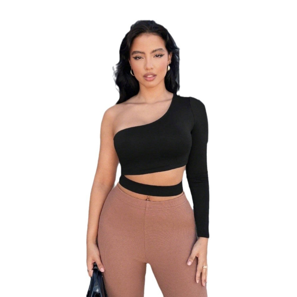 Kvindernes asymmetrisk cropped top med en lang ærme Stilla