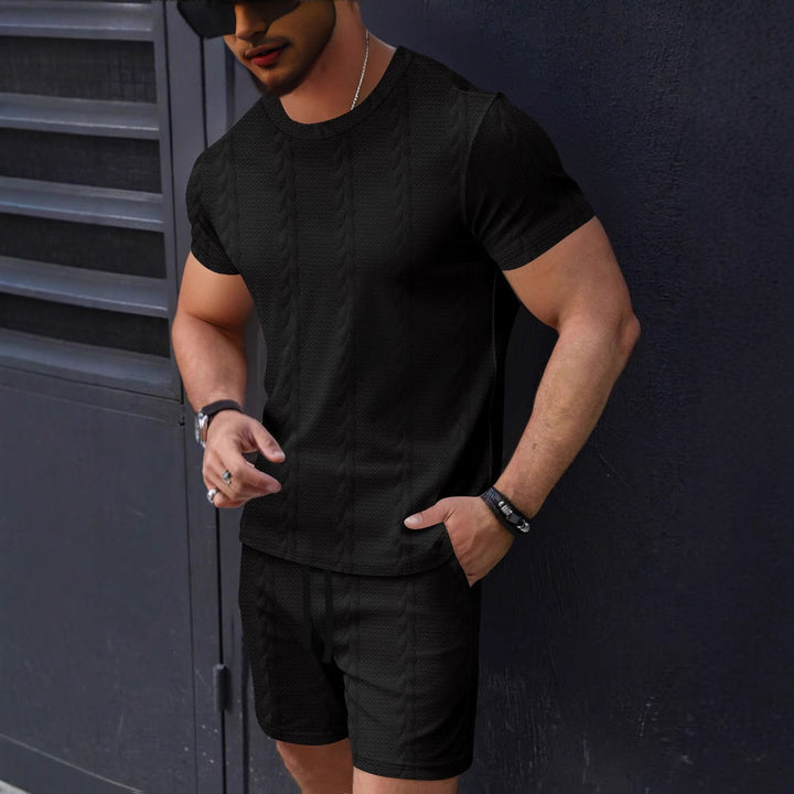 Herre casual kortærmet T-shirt og shorts sæt med struktureret design Stilla