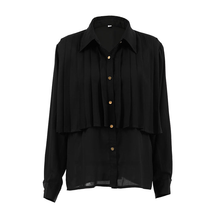 Dame sammenfoldet bluse med elegant krave Stilla