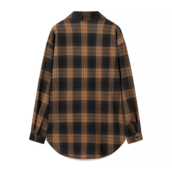 Kvinders flannel skjorte med ternet mønster og brystlommer Stilla