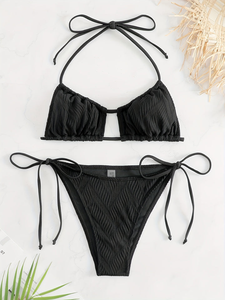 Dame Triangel-Bikini med raffineret flæsedesign Skovae