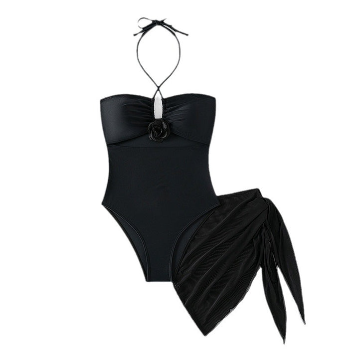 Dame One-Piece Svømmedragt med udsmykkede Cut-Outs og elegant Wrap Skirt Skovae