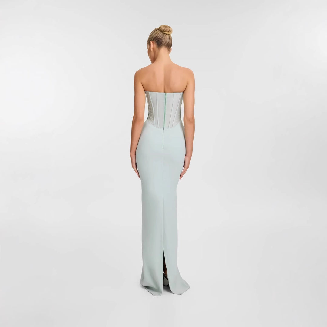 Dame Elegant Maxikjole med skulderfri design og raffineret bustierdel Skovae