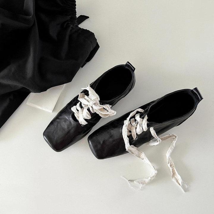 Femme Kvadratåede Snørebånd Læder Sneakers Stilla