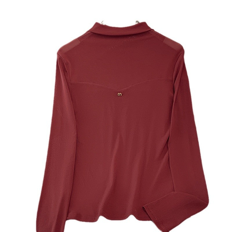 Dame langærmet skjorte med gennemsigtig rygdel og elegant design Stilla