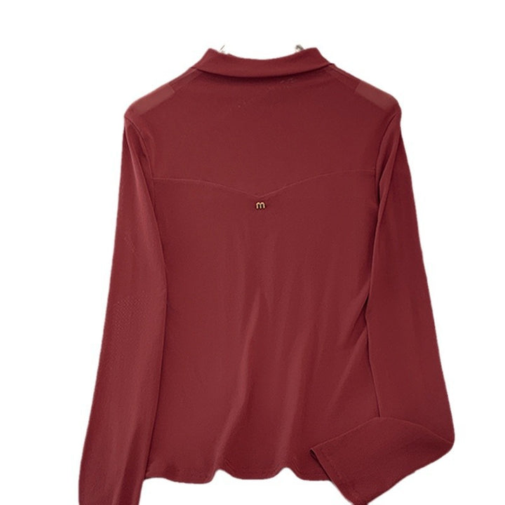 Dame langærmet skjorte med gennemsigtig rygdel og elegant design Stilla