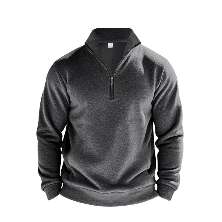 Herrer fleece-pullover med halvmolten lynlås og elastiske manchetter Stilla