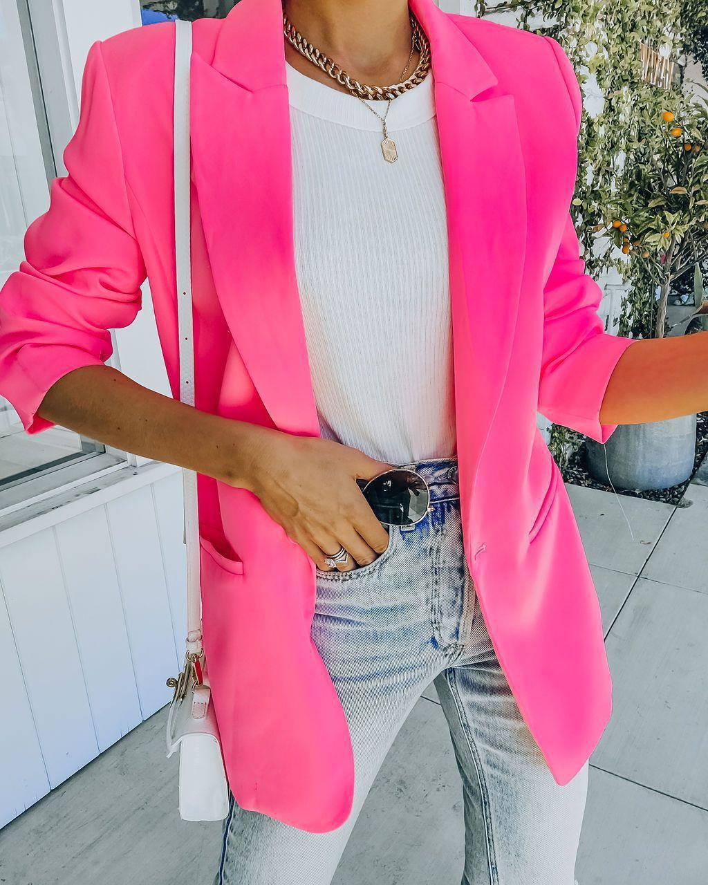 Dame Fashionabel Oversized Blazer med struktureret design og praktiske lommer Stilla