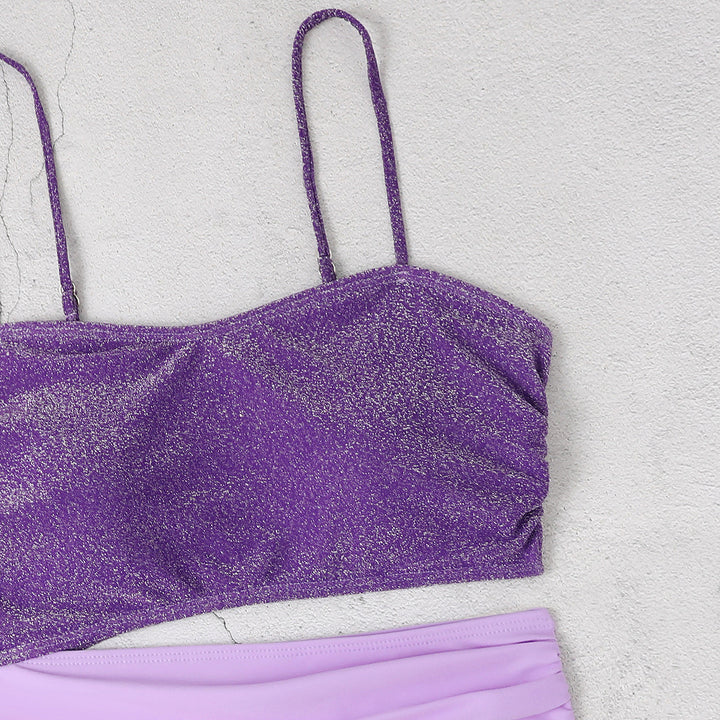 Dame Glitrende Bikini med asymmetrisk design og justerbare stropper Stilla
