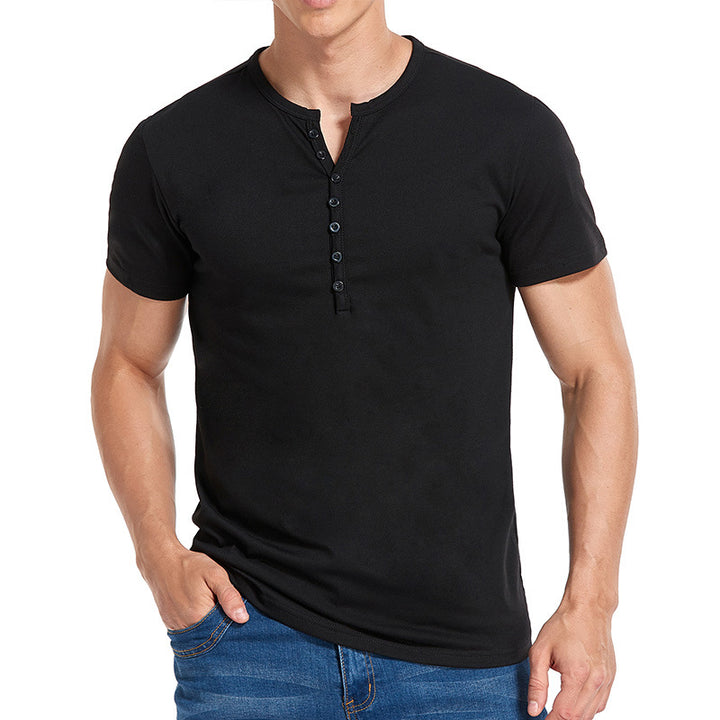 Herrer kortærmet Henley-shirt med stilfuld knaplukning Stilla