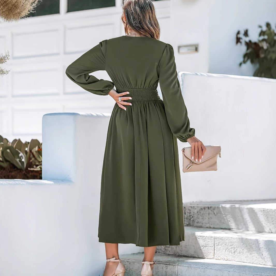Dame Maxi kjole med elegant indpakningsdesign og høj slids Stilla