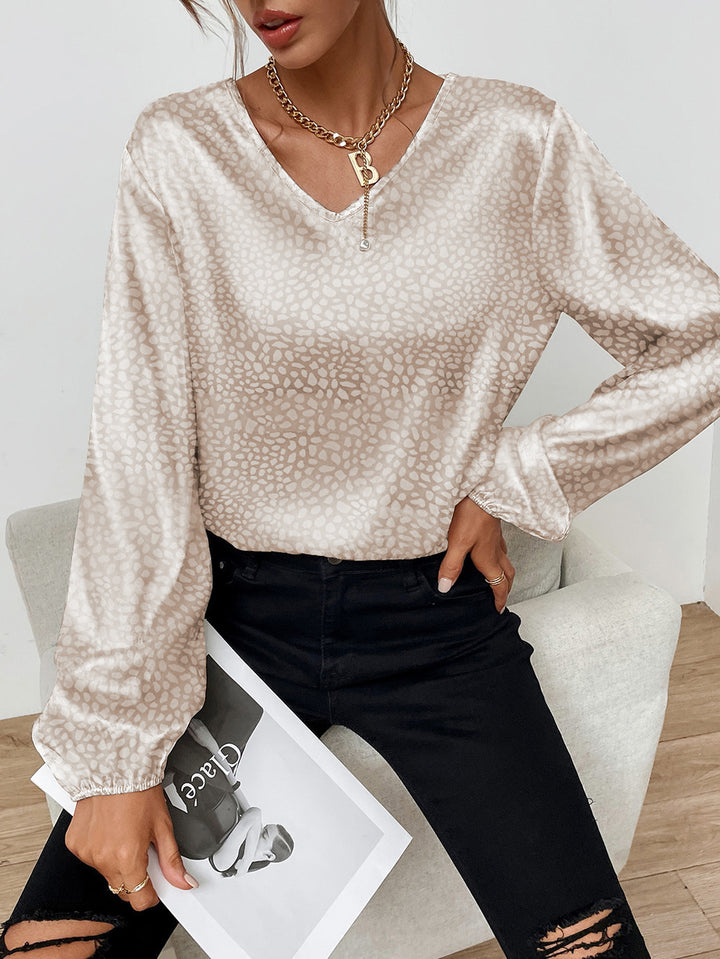 Femme Elegante V-Udskæring Bluse med Ballonærmer Stilla