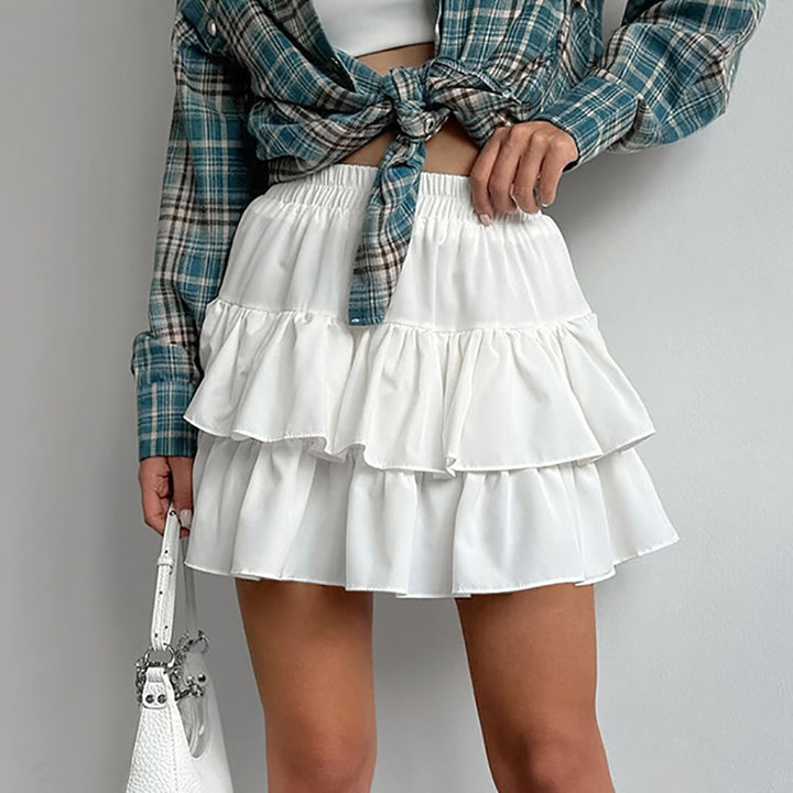 Dame ruffled skirt med lagdelt design og elastisk talje Stilla