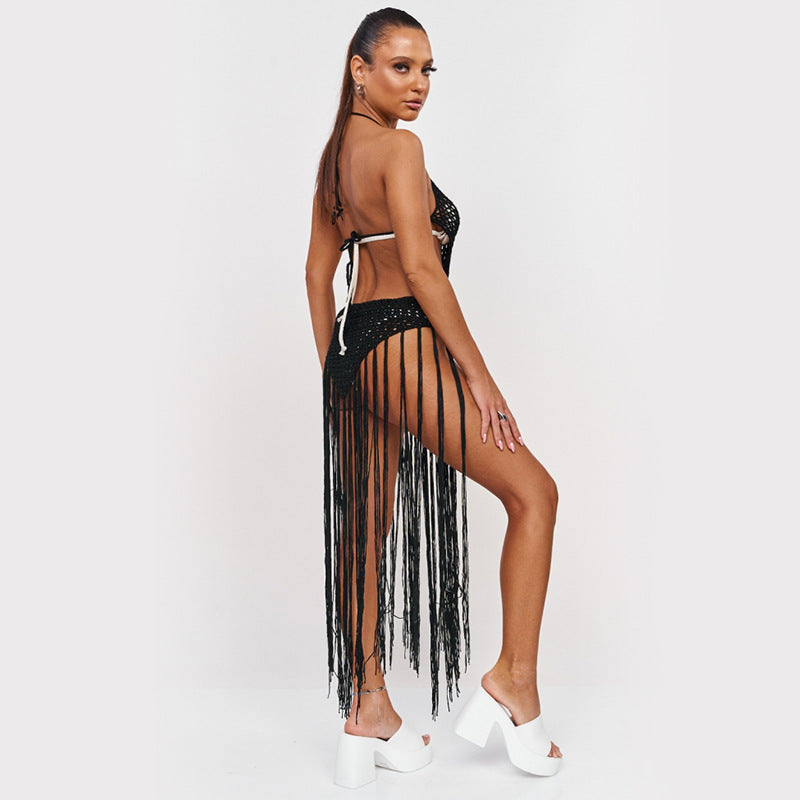 Dame Strik-Franje Cover-Up Kjole Stilla