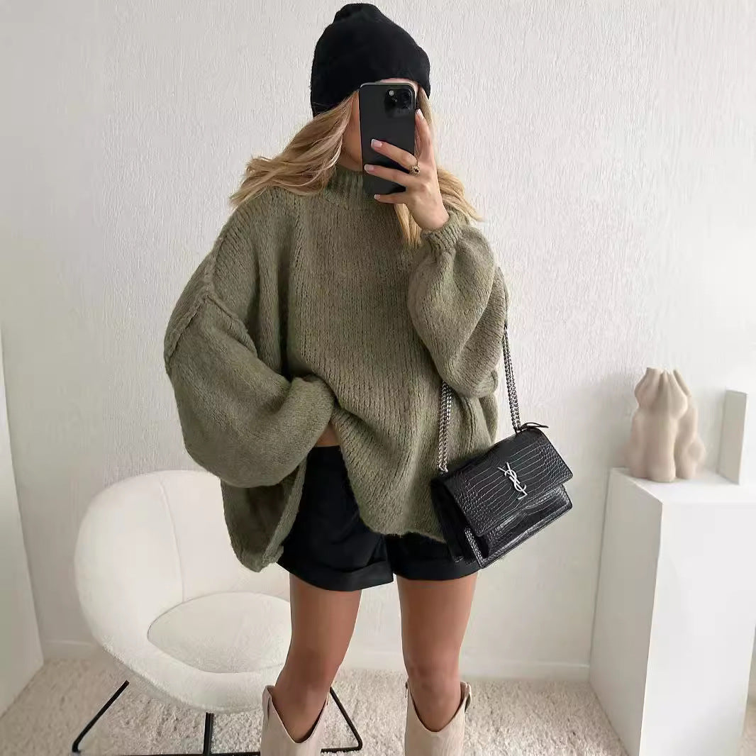 Kvinders oversized strikpullover med voluminøse ærmer og blødt materiale Stilla