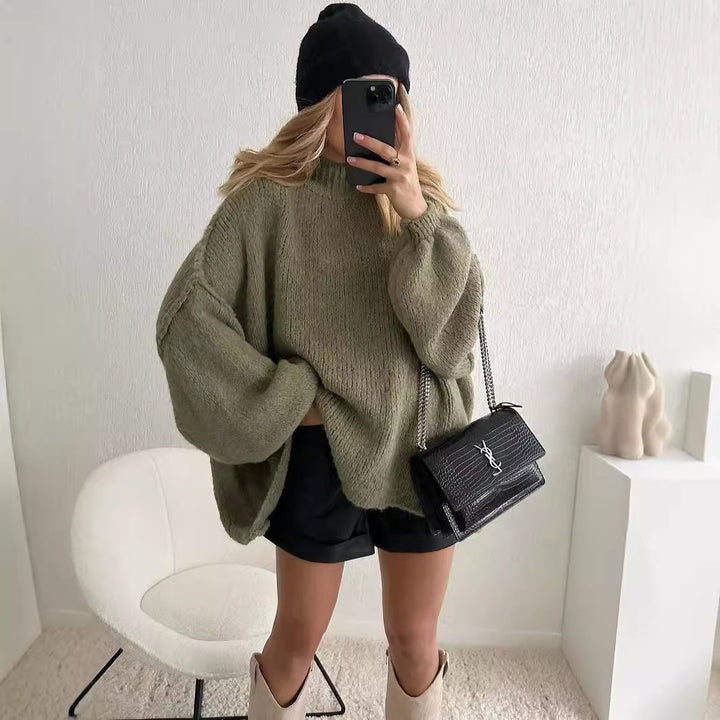 Kvinders oversized strikpullover med voluminøse ærmer og blødt materiale Stilla