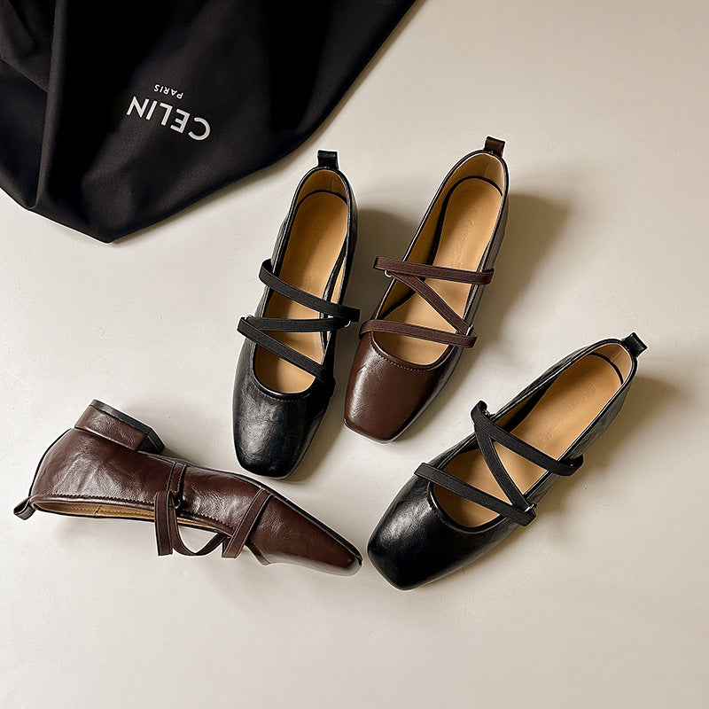 Damer Ballerinas med fashionabel korsrem og behagelig sål Stilla