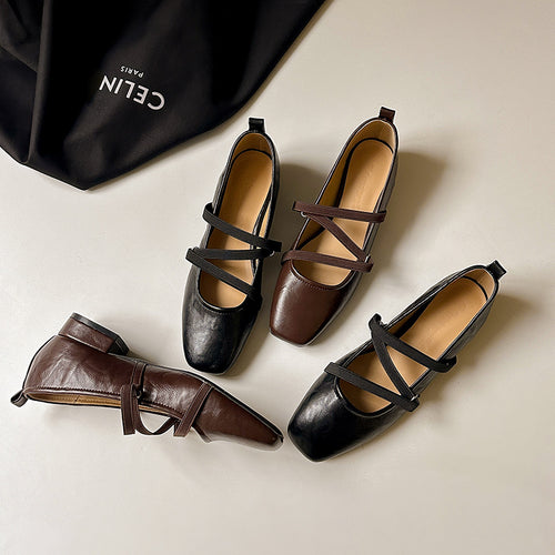 Damer Ballerinas med fashionabel korsrem og behagelig sål Stilla