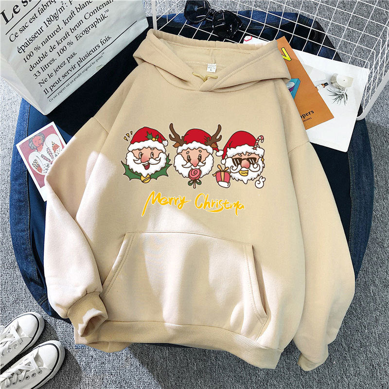 Kvindernes hætte sweatshirt med festligt juletmotiv Skovae