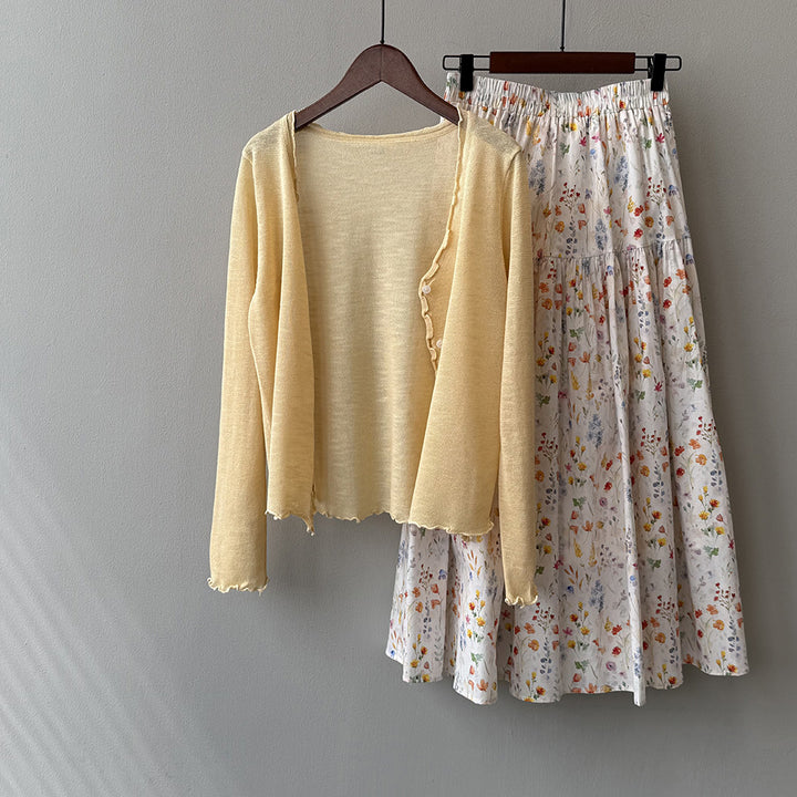 Dame fin strik-cardigan med romantiske ruffle detaljer Stilla