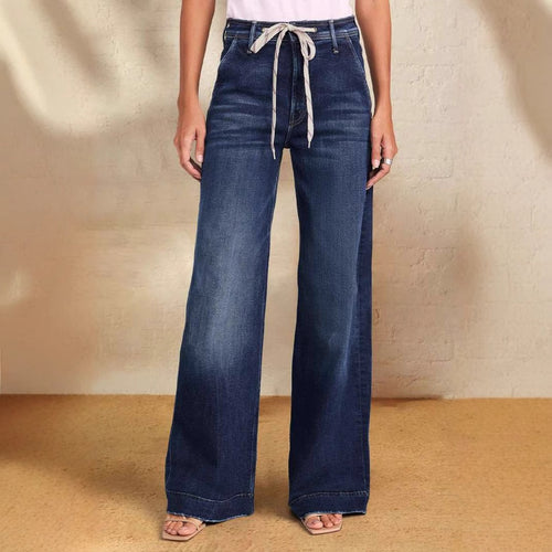 Dame Bred Denim-Bukser med høj talje og justerbar snøre Stilla